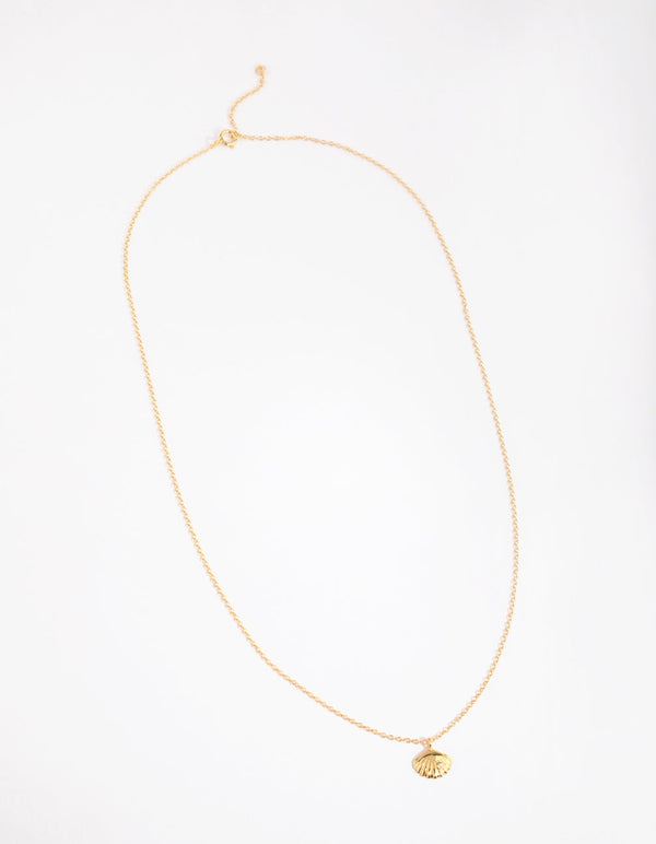 Gold Plated Sterling Silver Diamante 3D Shell Necklace