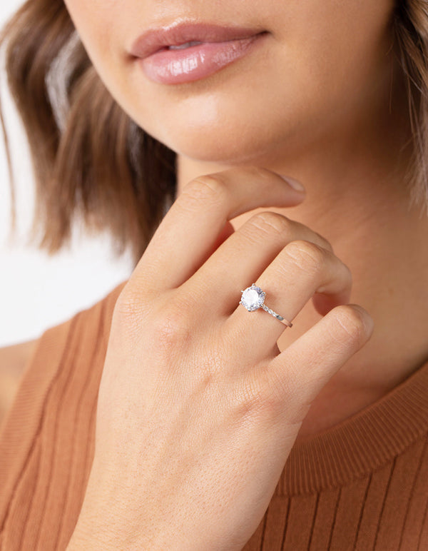 Sterling Silver Cubic Zirconia Statement Claw Ring
