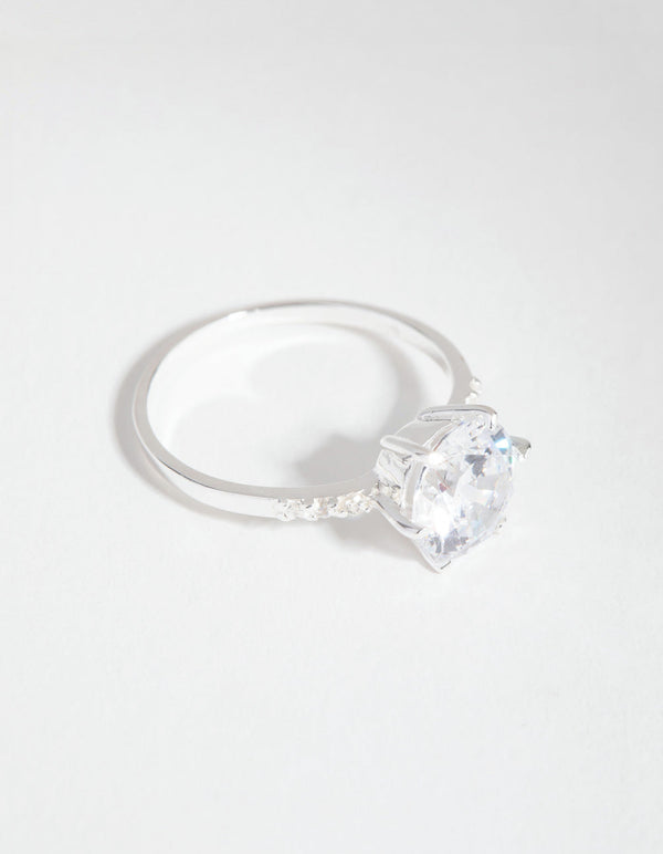 Sterling Silver Cubic Zirconia Statement Claw Ring