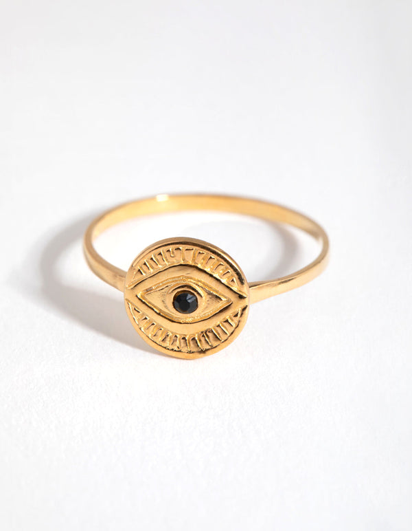 Gold Plated Sterling Silver Evil Eye Ring