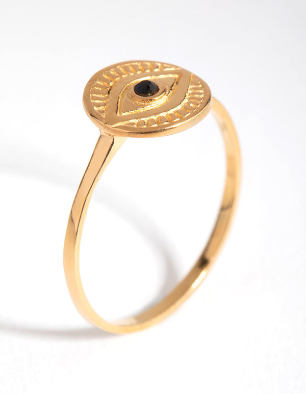 Gold Plated Sterling Silver Evil Eye Ring