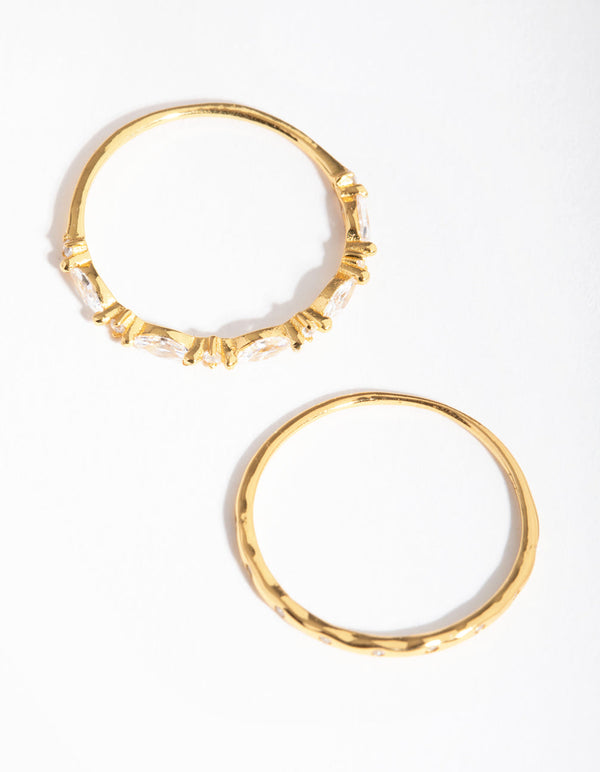 Gold Plated Sterling Silver Marquise 2-Pack Rings