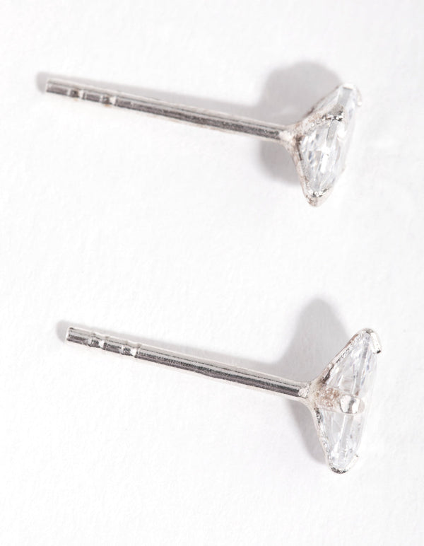 Sterling Silver 0.5ct Cubic Zirconia Oval Stud Earrings