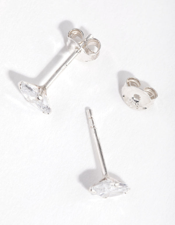Sterling Silver 0.5ct Cubic Zirconia Oval Stud Earrings