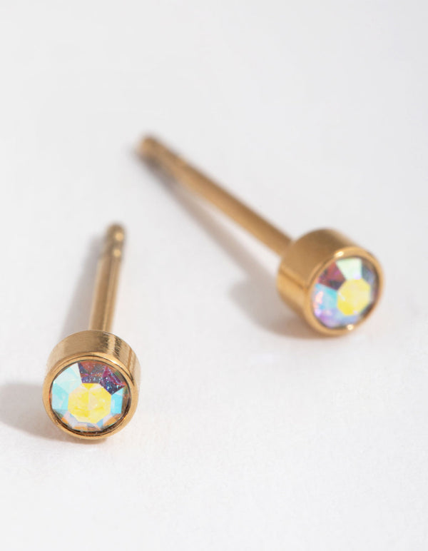 24 Carat Gold Plated Titanium Iridescent Studs