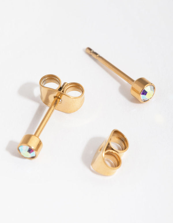 24 Carat Gold Plated Titanium Iridescent Studs