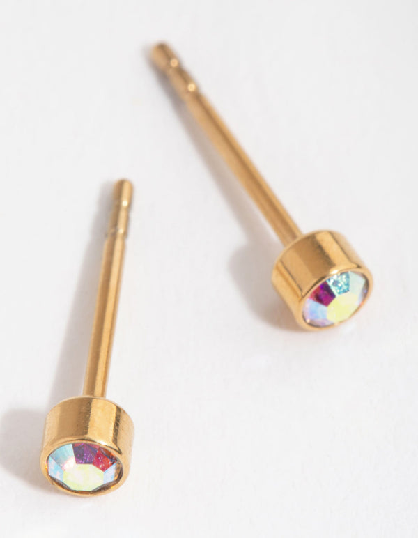 24 Carat Gold Plated Titanium Iridescent Studs