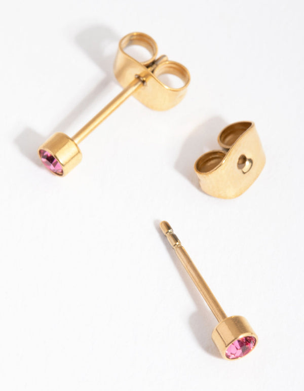 24 Carat Gold Plated Titanium October Rose Stud Earrings