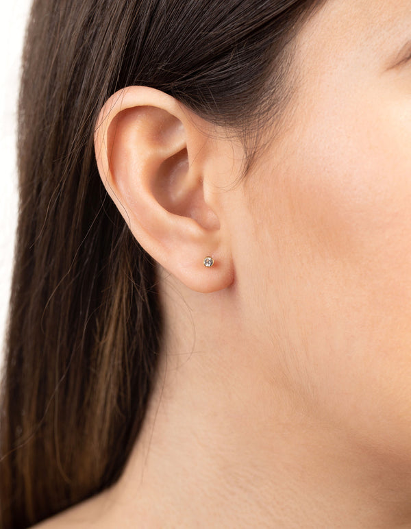 24 Carat Gold Plated Titanium April Diamante Stud Earrings