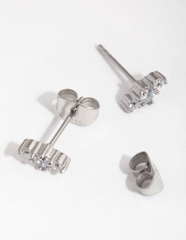 Surgical Steel Cubic Zirconia Bar Stud Earrings