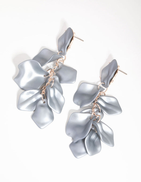 Matte Grey Petal Drop Earrings