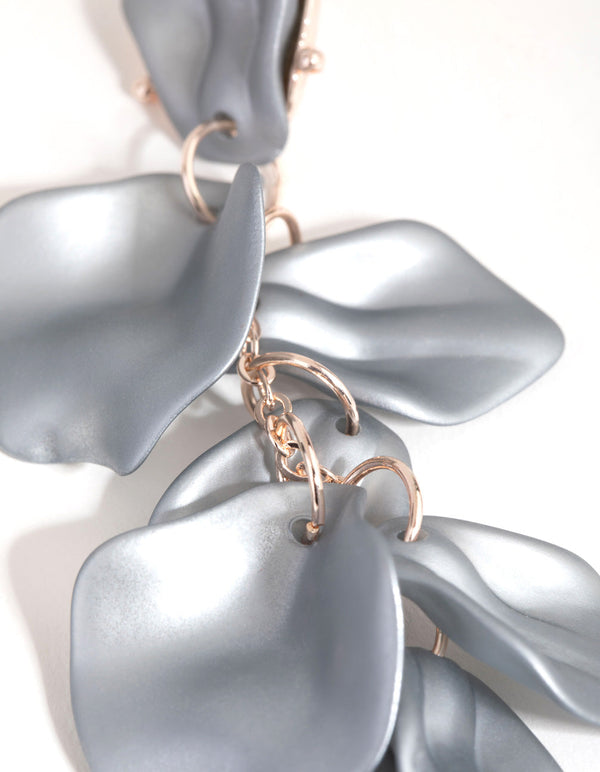 Matte Grey Petal Drop Earrings
