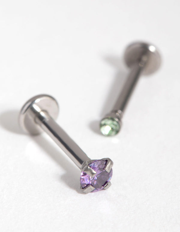 Rhodium Surgical Steel Graduated Cubic Zirconia Flat Backs
