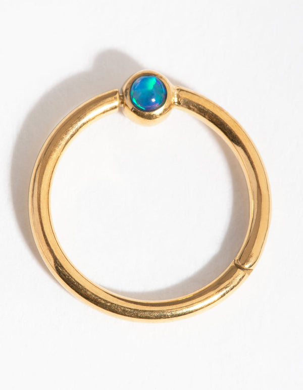 Titanium Gold Faux Opal Belly Ring