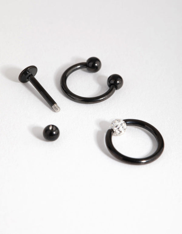 Matte Surgical Steel Ferido 3-Pack Stud and Ring Earring
