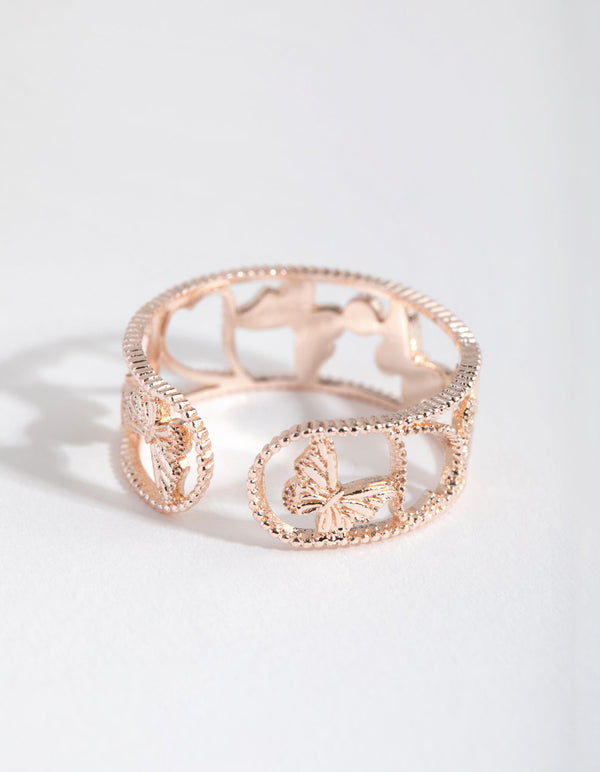 Rose Gold Multi Butterfly Ring