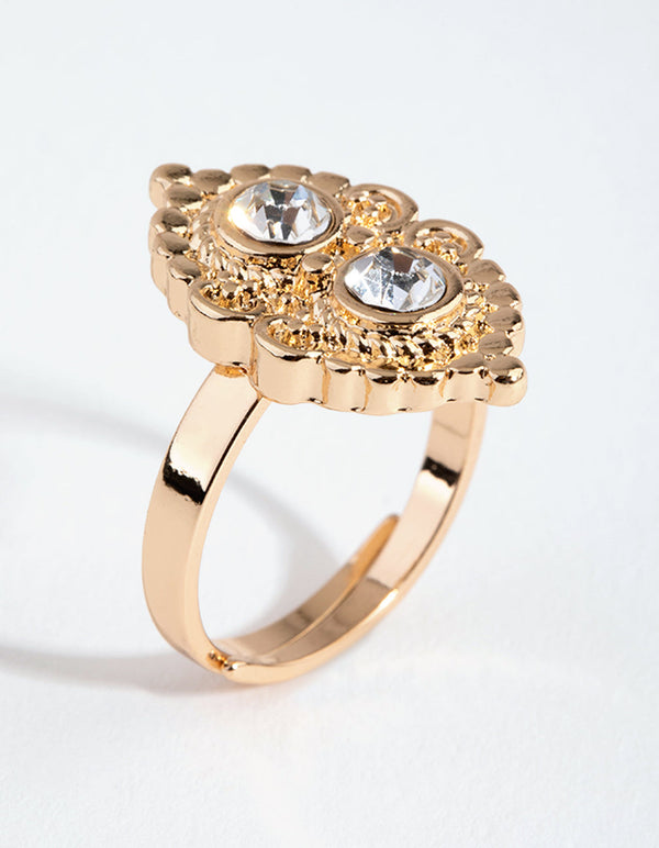 Gold Vintage Diamante Ring