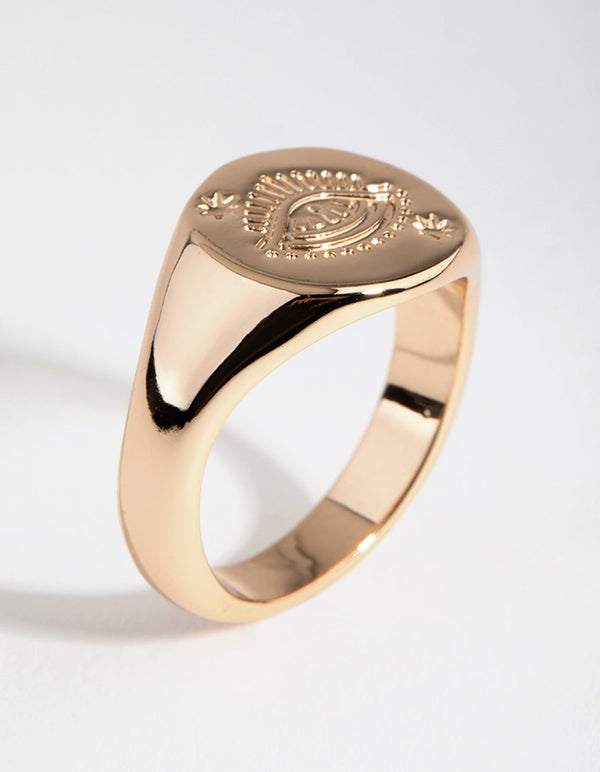 Gold Evil Eye Signet Ring