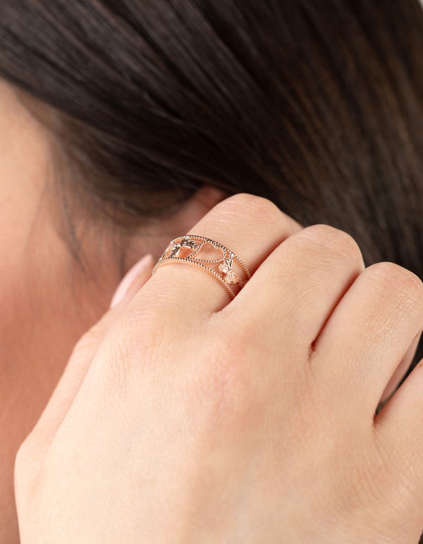 Rose Gold Multi Butterfly Ring
