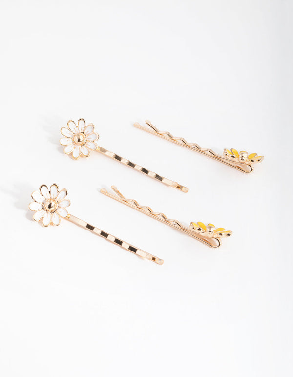 Enamel Daisy 4-Pack Clips