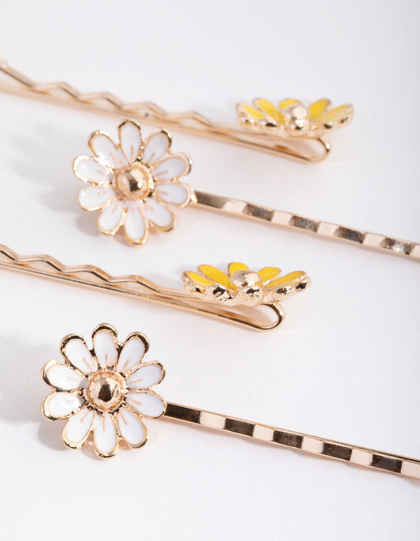 Enamel Daisy 4-Pack Clips