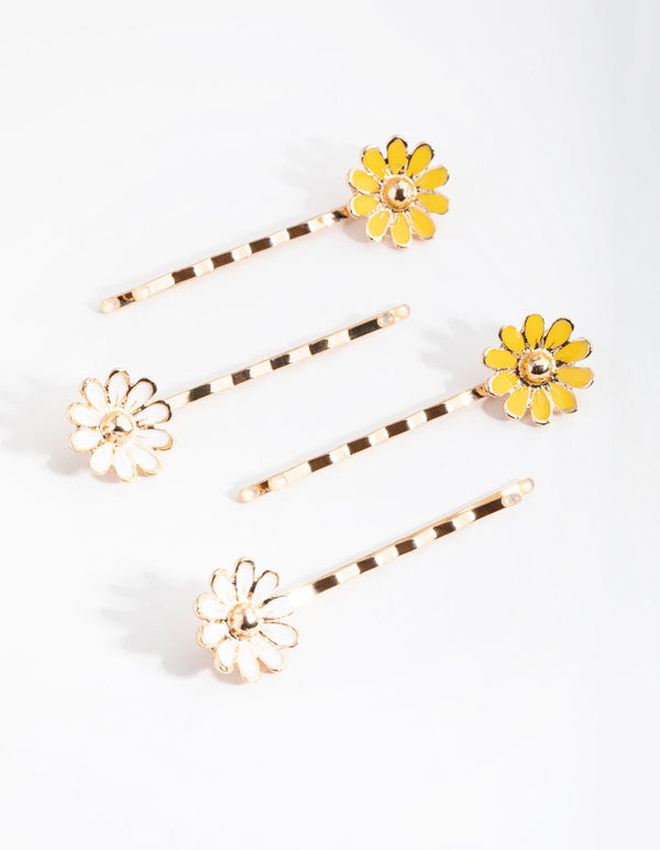 Enamel Daisy 4-Pack Clips