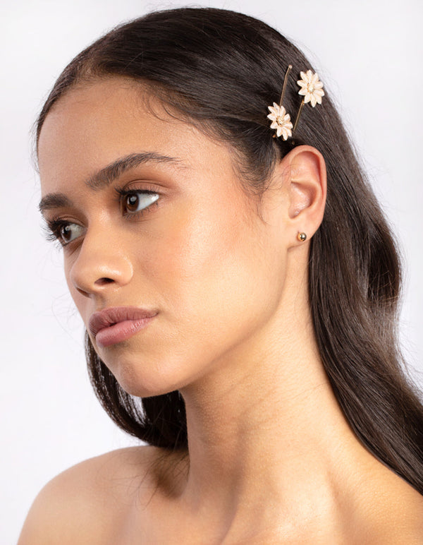 Stone Detail Flower Clips