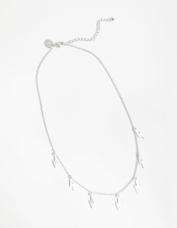 Silver Multi Lightning Station Necklace