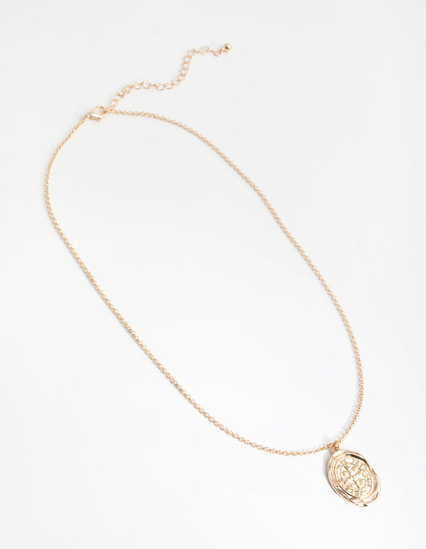 Gold Textured Oval Pendant