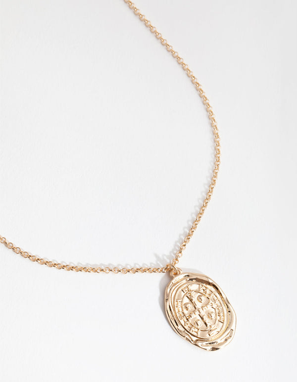 Gold Textured Oval Pendant