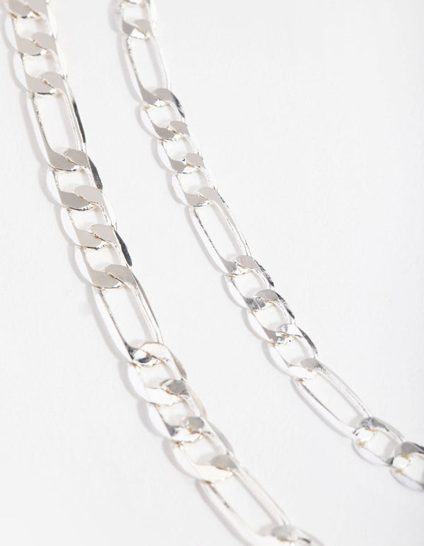Silver Short Flat Chain 2-Row Necklace