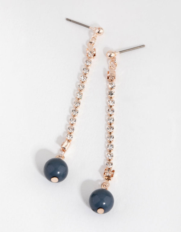 Rose Gold Cupchain Bead Drop Earrings
