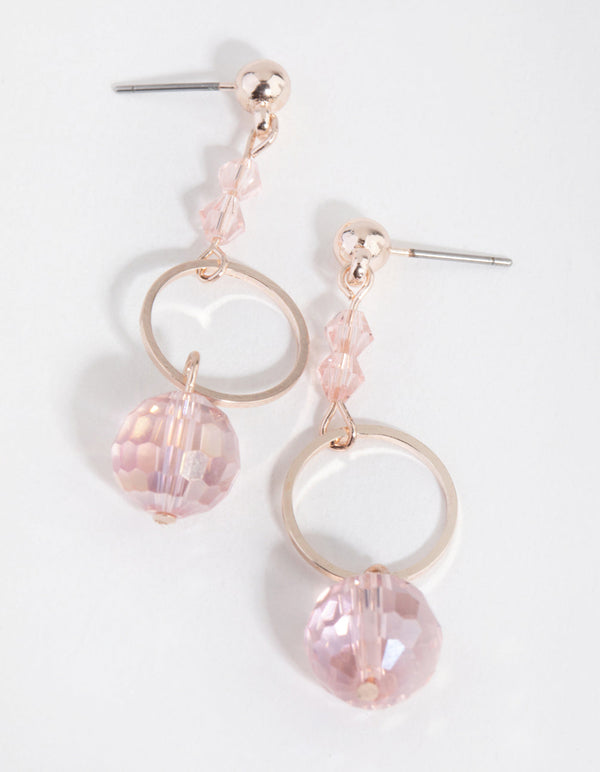 Rose Gold Facet Bead Drop Earrings