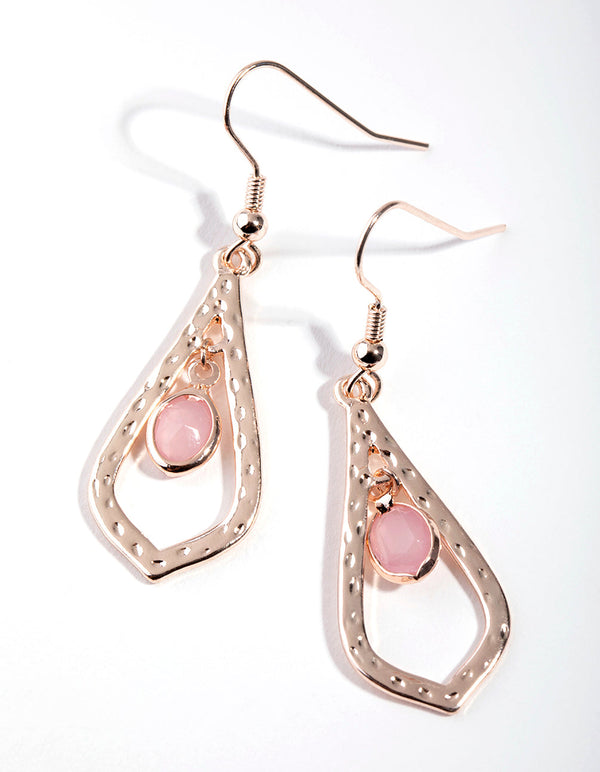 Rose Gold Molten Textured Drop Earrings