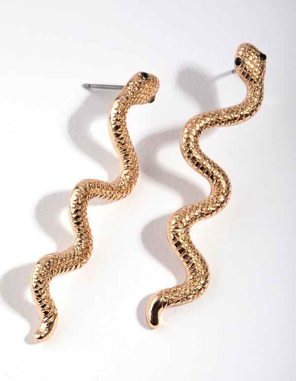 Gold Snake Stud Earrings