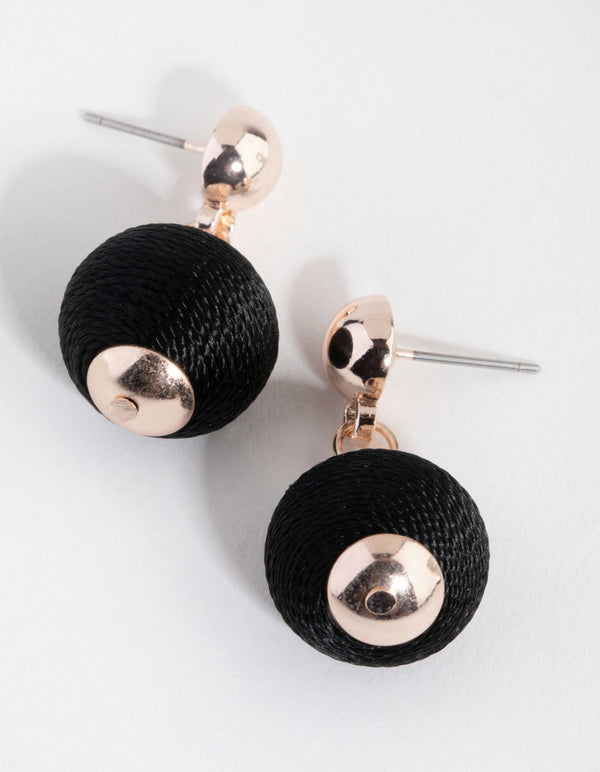 Rose Gold Fabric Ball Drop Earrings