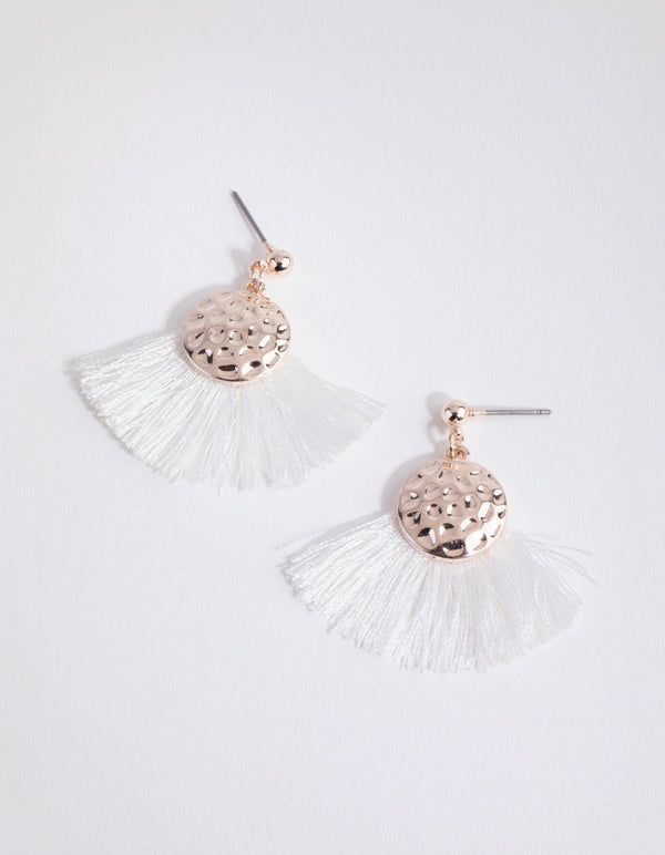 Rose Gold Fan Tassel Drop Earrings