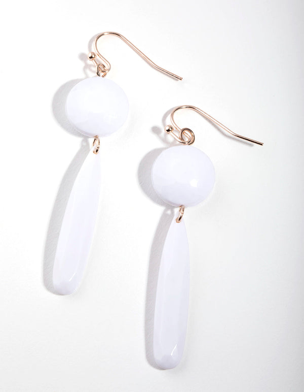 Rose Gold Double Shaped Bead Drop Earrings