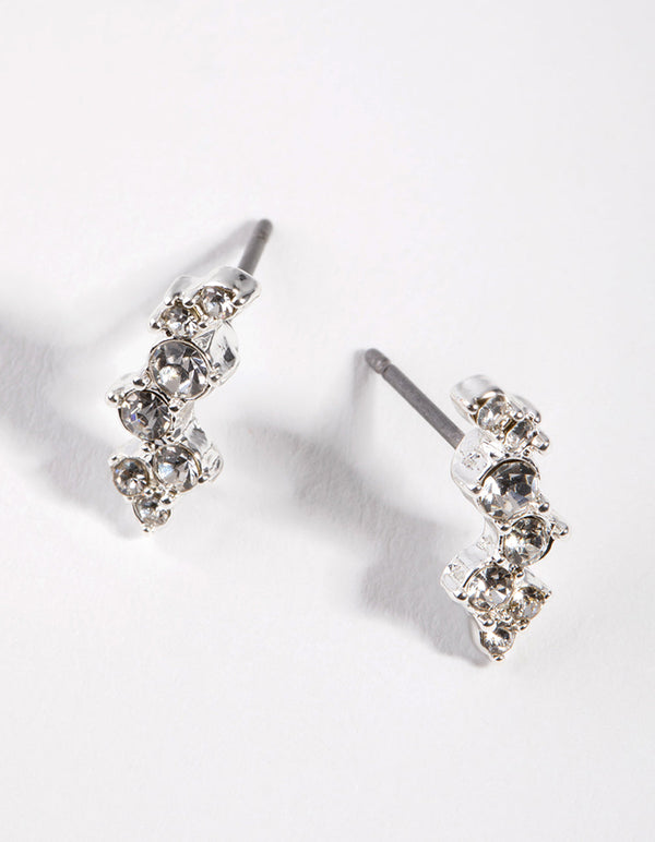 Silver Diamante Crawler Earrings