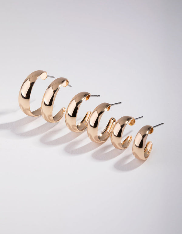 Gold Chubby 3-Pack Hoops