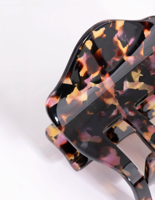 Acrylic Black Marble Small Clip