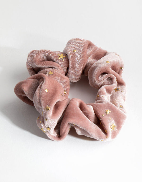 Fabric Blush Velvet Metallic Scrunchie