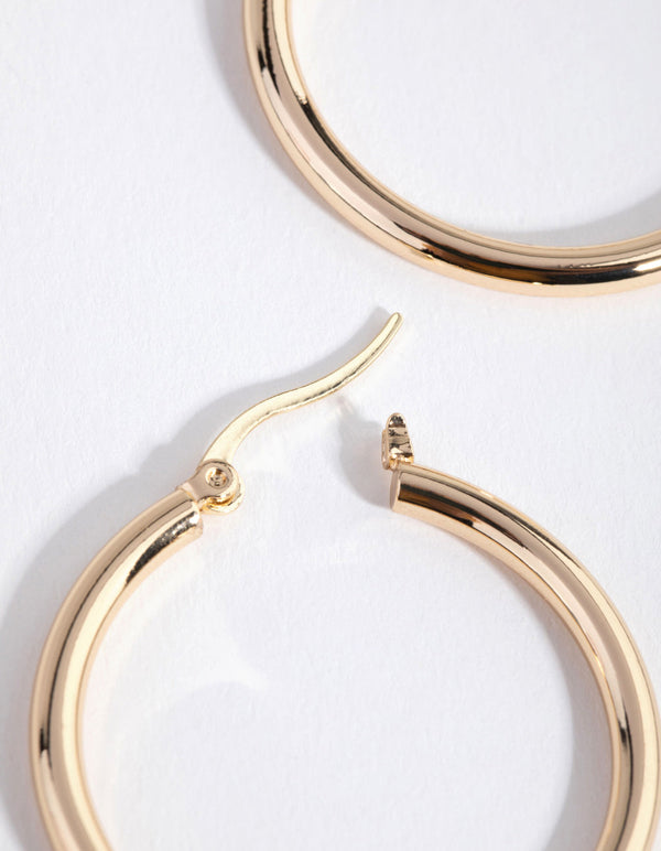 Real Gold Plated Large Hoop Earrings
