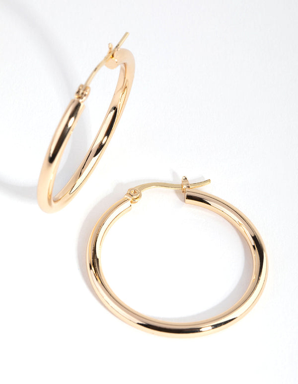 Real Gold Plated Large Hoop Earrings