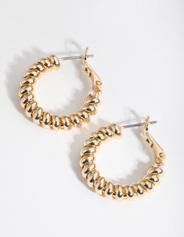 Real Gold Plated Mini Twist Rope Hoop Earrings