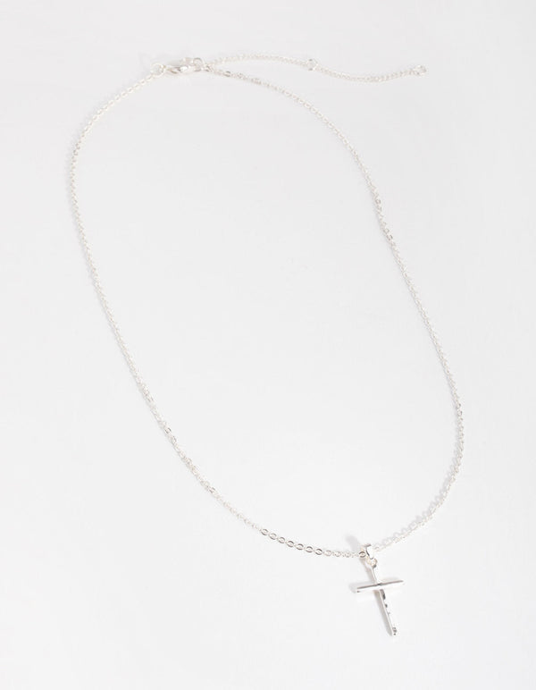 Real Silver Plated 45cm Cross Necklace
