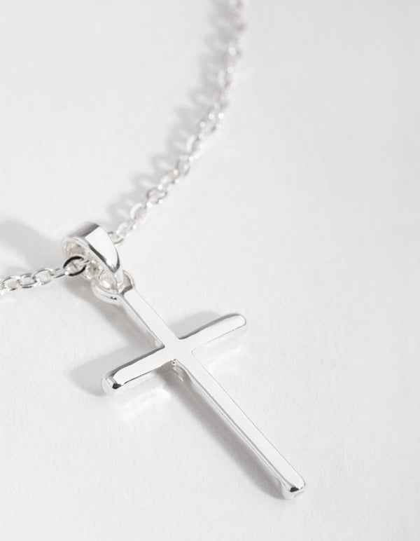 Real Silver Plated 45cm Cross Necklace