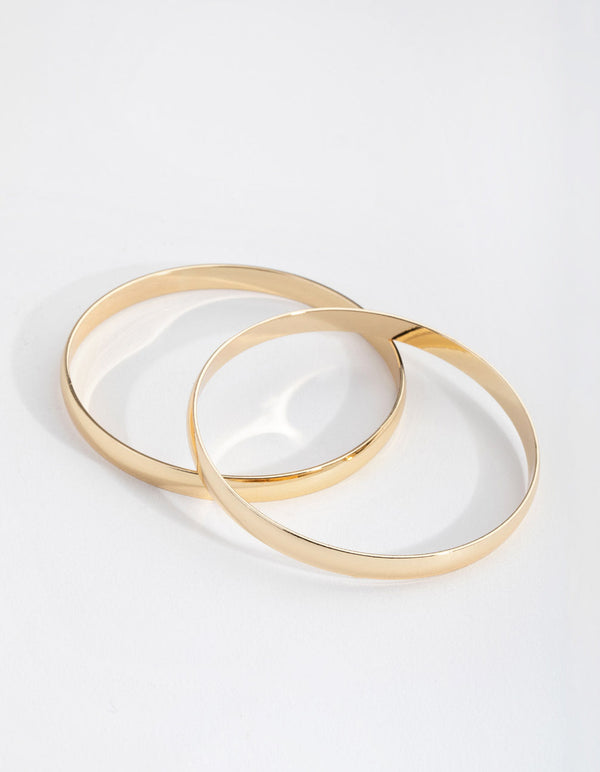 Real Gold Plated Plain Hoop Bangle Bracelets