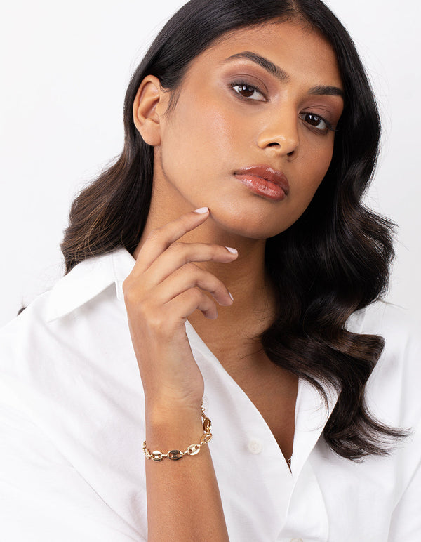 Real Gold Plated Circle Mariner Bracelet
