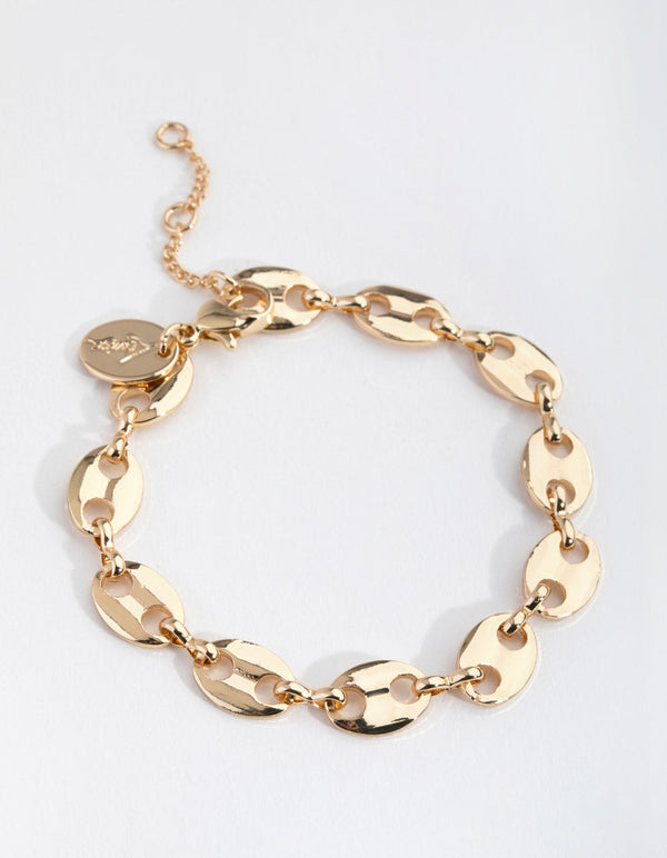 Real Gold Plated Circle Mariner Bracelet